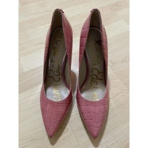 Sam Edelman Women's Hazel Raspberry Croc Print Pointed Toe Stiletto Pumps 8.5